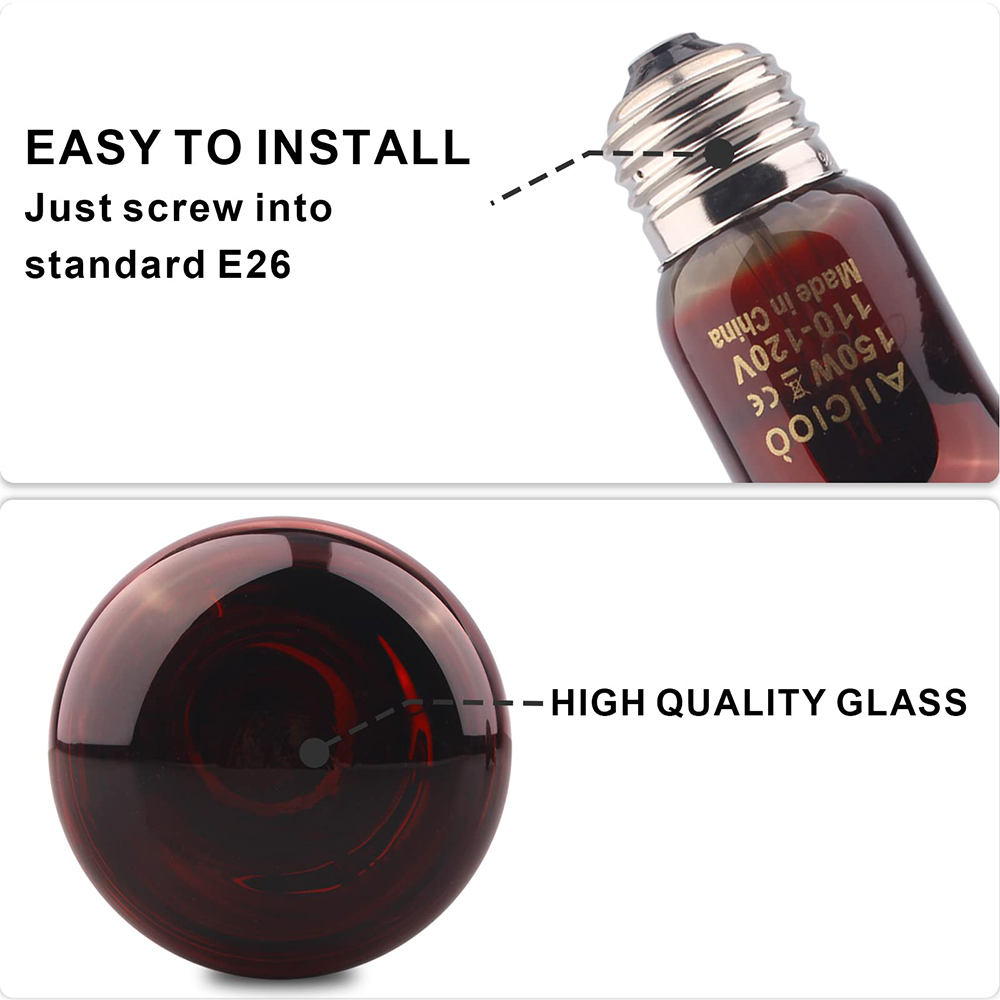 220V UVA Amfibische Rode Verwarming Lamp 25/40/50/60/75/100W Infrarood Lamp Glazen Lamp Accessoires voor Reptielen Slang Hagedissen