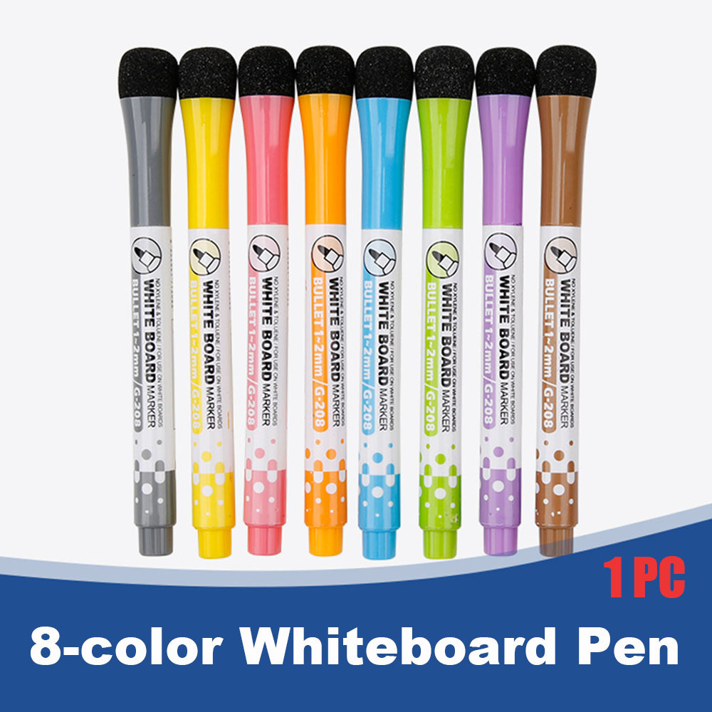 Rotuladores de pizarra blanca seca borrables, bolígrafo magnético de pizarra blanca, borrador magnético, suministros escolares de oficina, 8 colores disponibles, 13,5 cm
