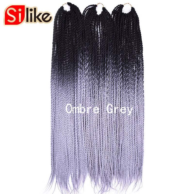 Silike 24 inch Ombre Senegalese Twist Hair Crochet Braids 30 Roots Pre-looped Synthetic Crotchet Braiding Hair for Women: 4/30HL