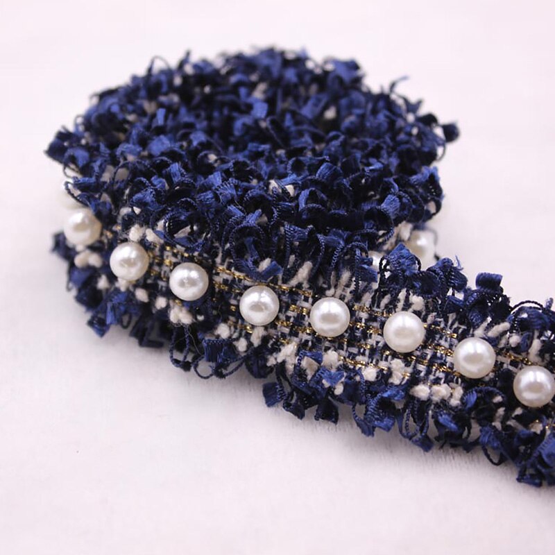 Polyester imitatie parel kralen kant lint gevlochten afwerking kleding benodigdheden huis textiel kleding versiering 2cm breed