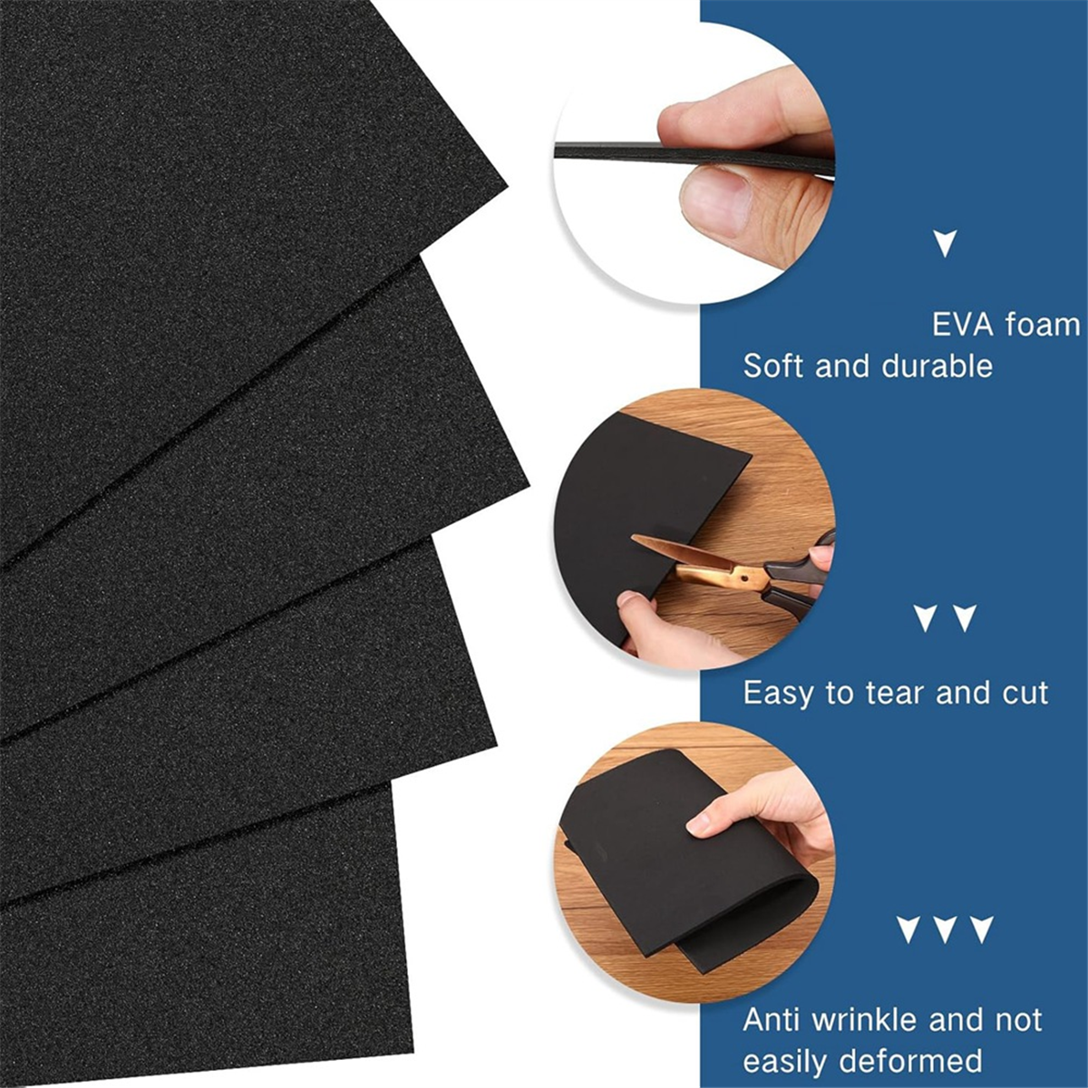 ABAB 20 szt. pianki robić haftu 3 mm 6 x 9 cali arkusze pianki EVA robić haftu 3D i rzemiosła, projektów DIY, szycia ręcznego czarny
