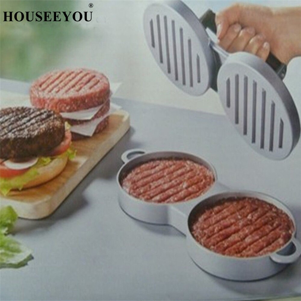 Gör-det-själv hamburgerpress 2 set rund form aluminiumlegering köttpressar nötkött hamburgare form användbar köksredskap tillbehör