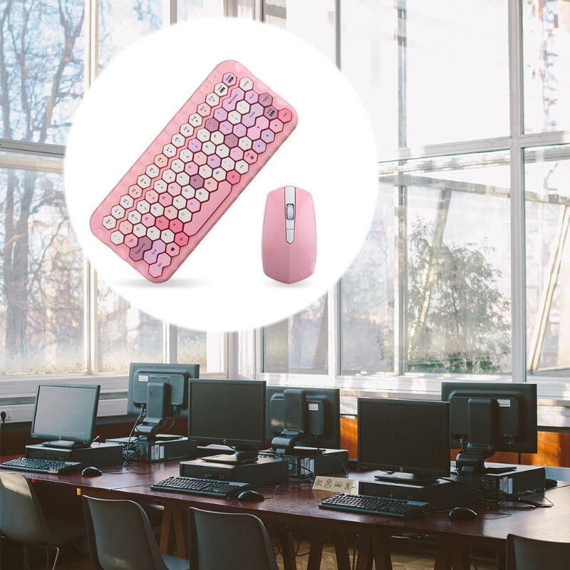 2.4G sans fil clavier souris ensemble rose fille couleur sans fil clavier peigne pour ordinateur portable portable Mini accueil clavier ensemble
