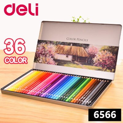 Deli Kantoorbenodigdheden 48/72 Kleuren Olie Kleurpotlood Set Voor Tekening Schilderen Schets Tin Box Art School Levert Professionele: 36 colors