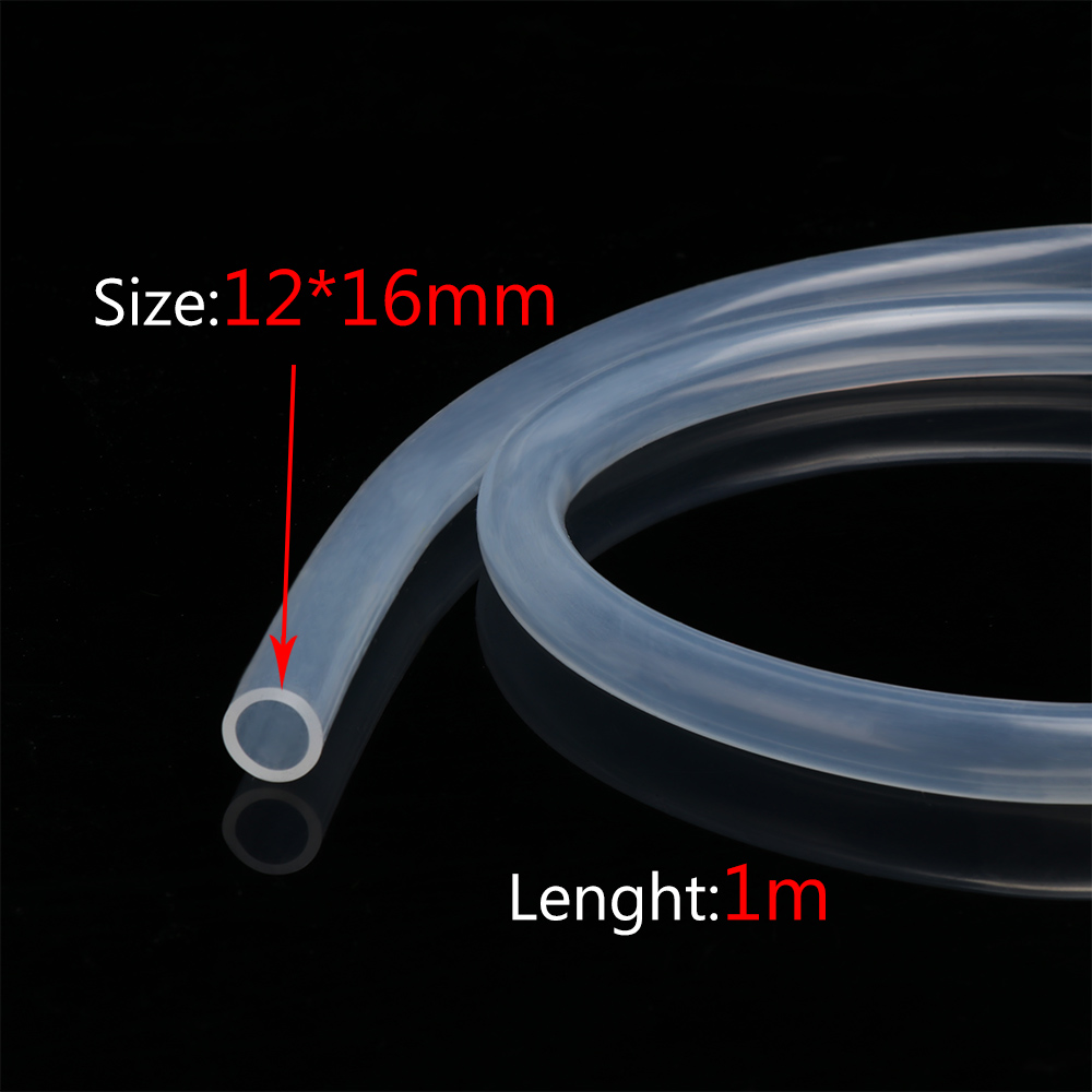 1M Silicone Rubber Hose Food Grade Clear Transparent 4 5 6 7 8 9 10 11 12 14 16 mm Out Diameter Flexible Silicone Tube: 12x16 mm