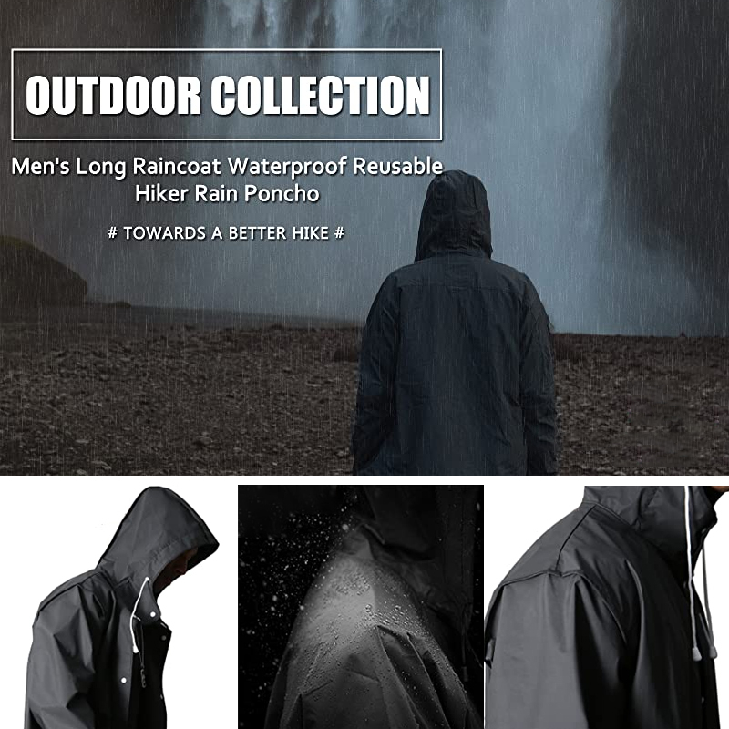 Long Rain Jacket Waterproof Raincoats With Hats Men Women Reusable Raincoat Lightweight Hooded Raincoat for Climbing
