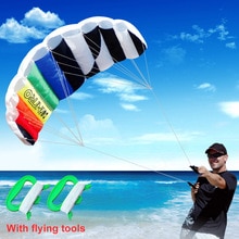 Stunt Kite Dual-Lijn (98ft) Parafoil Kite 55-Inch, Regenboog Outdoor Sport Kite