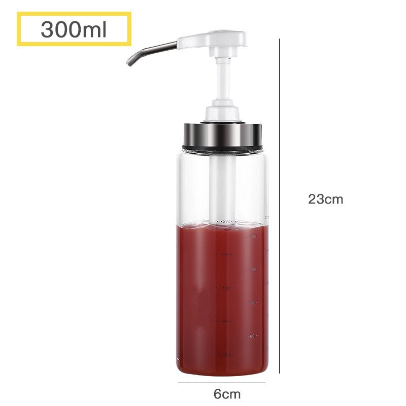 Kitchen Glass Sauce Squeeze Bottle Kicthen Storage Pot for Ketchup Salad and Honey: KW0637-white-300ML