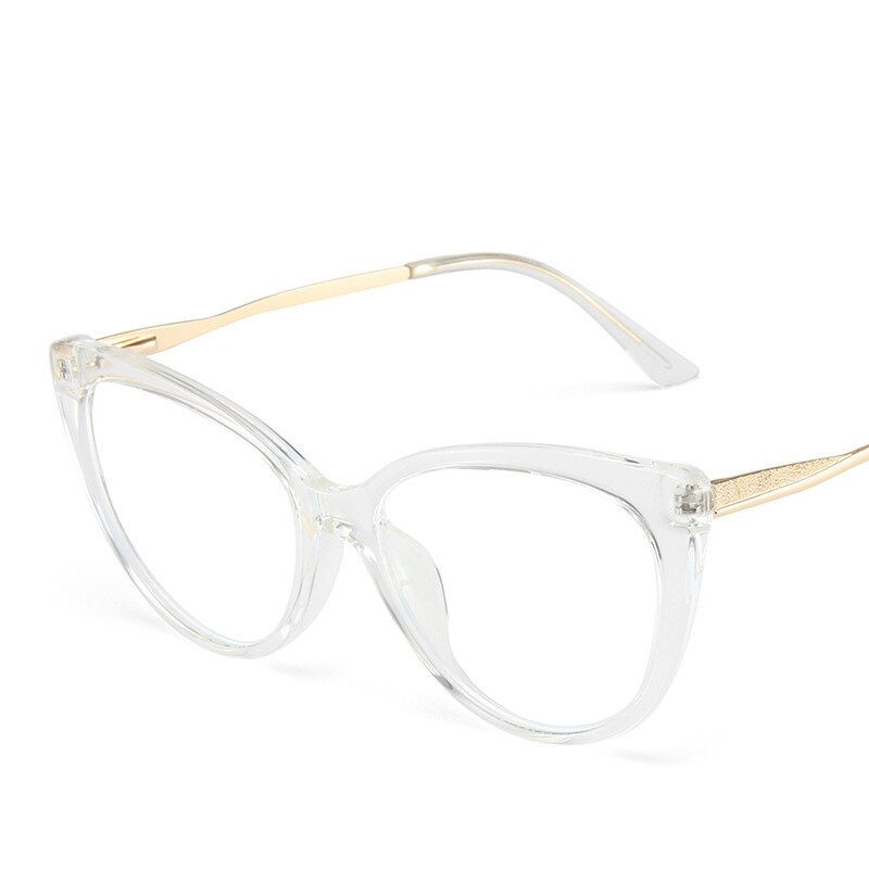 YOOSKE Anti Blue Light Glasses Women Retro Cat Eye Glasses TR90 Metal Spring Leg Optical Glass can be Equipped with Myopia Lens: clear