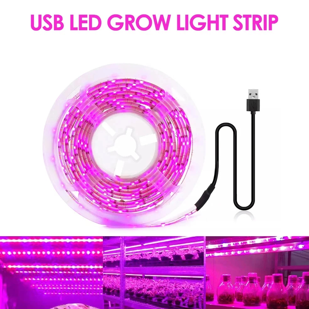 5V USB Led Plant Licht Groeien Volledige Spectrum Phyto Lamp 1m 2m 3m Strip Voor Zaden bloem Kas Tent Hydrocultuur Planten Verlichting
