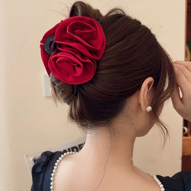 Pinzas en forma de garra para el pelo de rosa francesa, horquilla con temperamento, tocado de princesa para mujer, Clip de agarre a la , accesorios para cabello femenino
