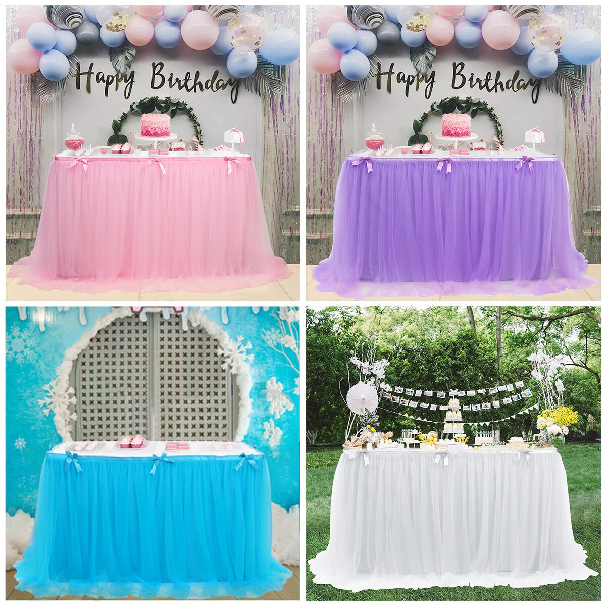 Tutu Tulle Table Skirt Tableware Lace Cover Baby Shower Home Decor Table Skirting Birthday Party decor Wedding table petticoat