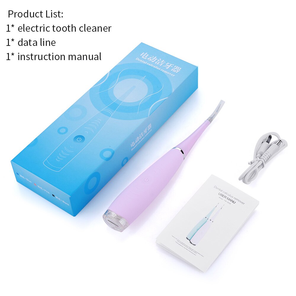 USB Electric Ultrasonic Sonic Dental Scaler Tooth Calculus Remover Cleaner Tooth Stains Tartar Tool Whiten Teeth Tartar Remove: Pink
