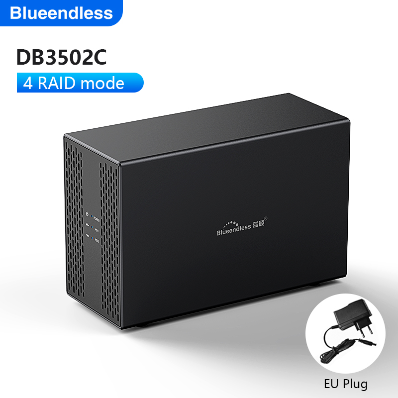 Blueendless Dual Bay Shell Heat Dissipation 3.5 USB 3.0 External Type C Dual Hard Drive Enclosure SATA Array Box HDD Server case: Brown