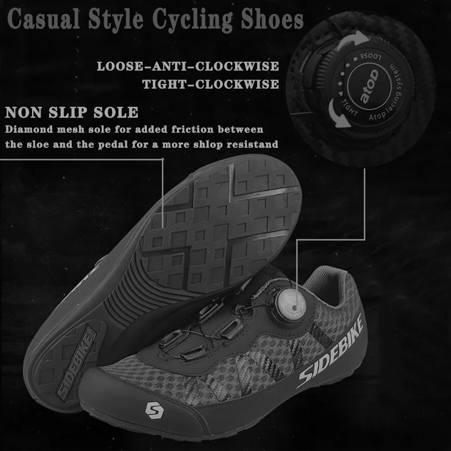 SIDEBIKE-zapatos atléticos profesionales para hombre, zapatillas de ciclismo de montaña con autosujeción, transpirables, de goma