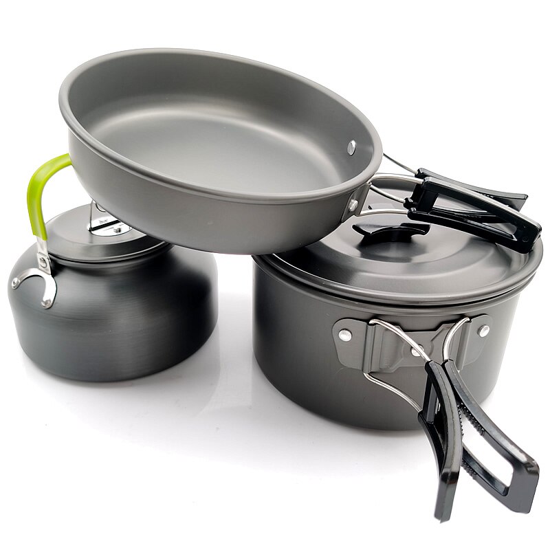 Outdoor portable camping pot 1-2 person barbecue pot and tableware