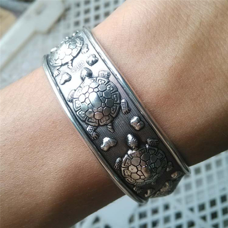 Antique Tibetan Turtle Shaped Bracelets Women Cuff Bracelet Bangle Adjustable Jewelry
