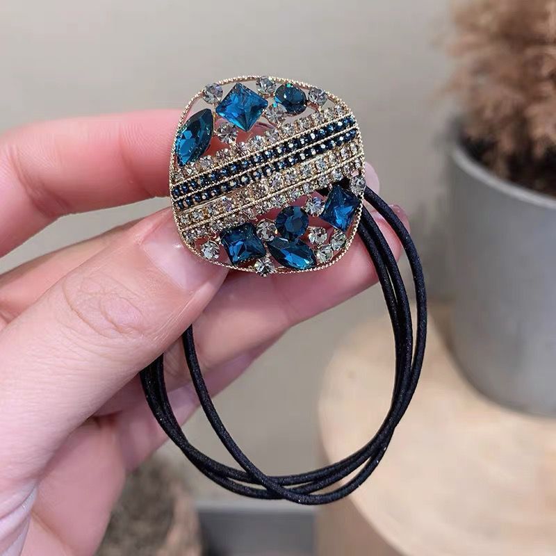 Crystal Rhinestone Hair Rope Female Rough Tie Ponytail Hair Ring Net Red Tie Simple Hair Rope: 3