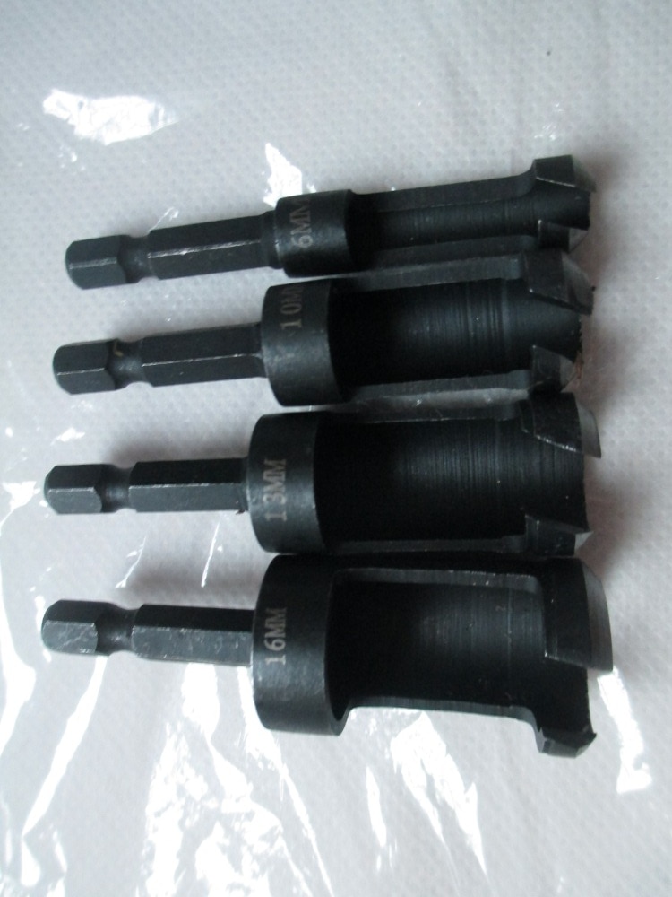 4pc Quick Change Staal Plug Cutter Set 1/4-Inch Hex Schacht Hout Plug Cutter Snijden Set Deuvel Maker tool Shank Boren