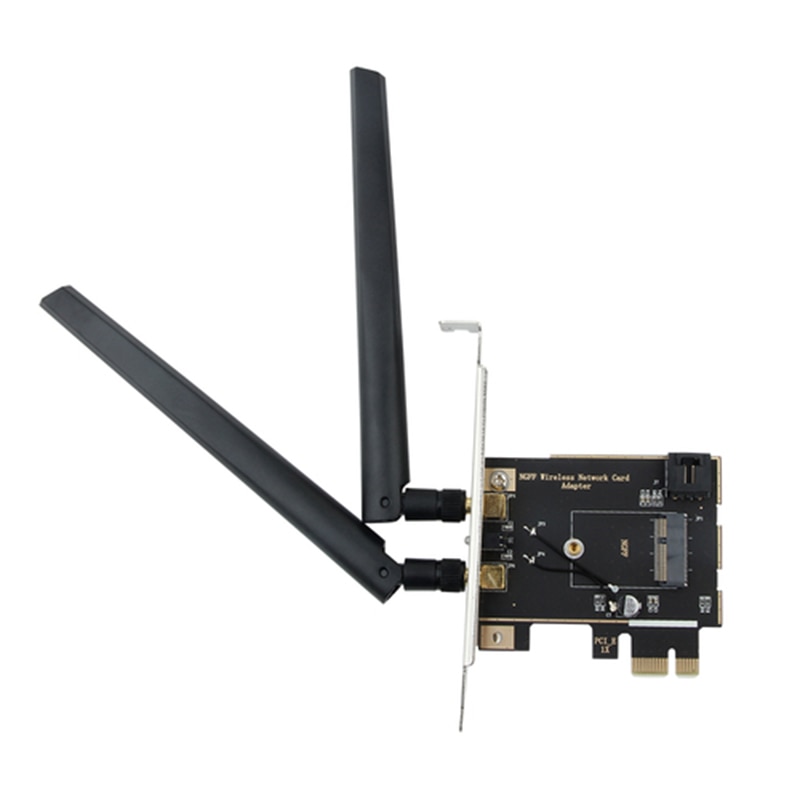 M.2 vers PCI Express 1X adaptateur sans fil convertisseur avec 2x antenne NGFF M.2 WiFi Bluetooth carte pour Intel AX200 9260 8265 8260