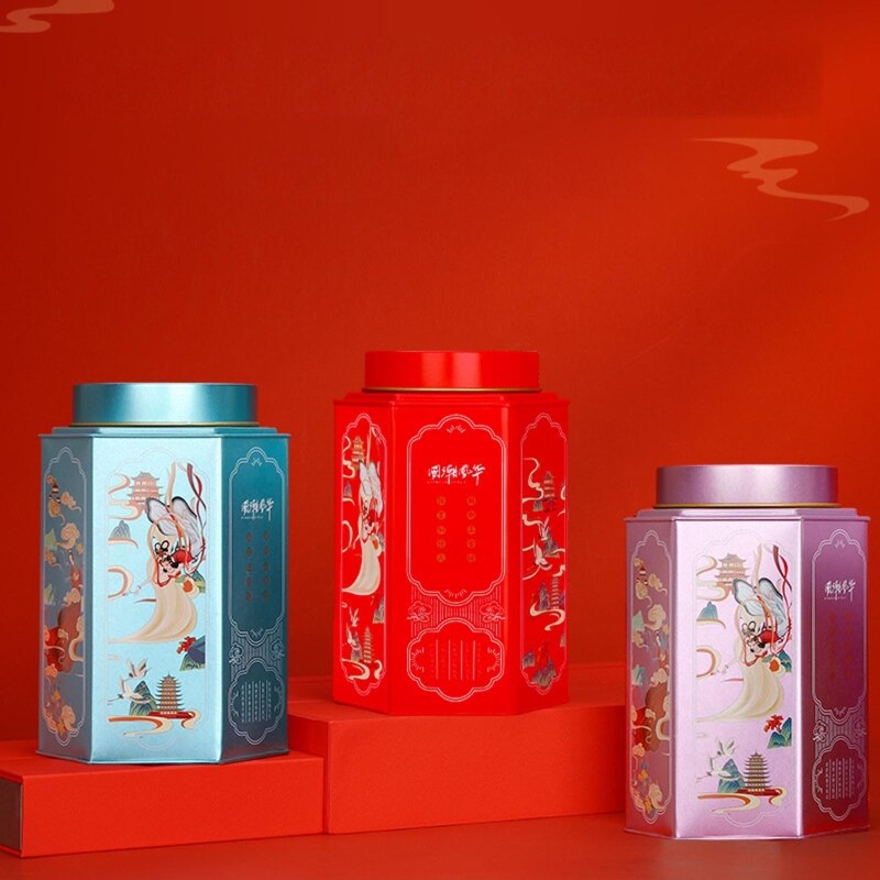 Tea Airtight Container Chinese Style Exquisite Tinplate Storage Tank Tea Packaging White Tea Longjing Black Tea Tin Cans