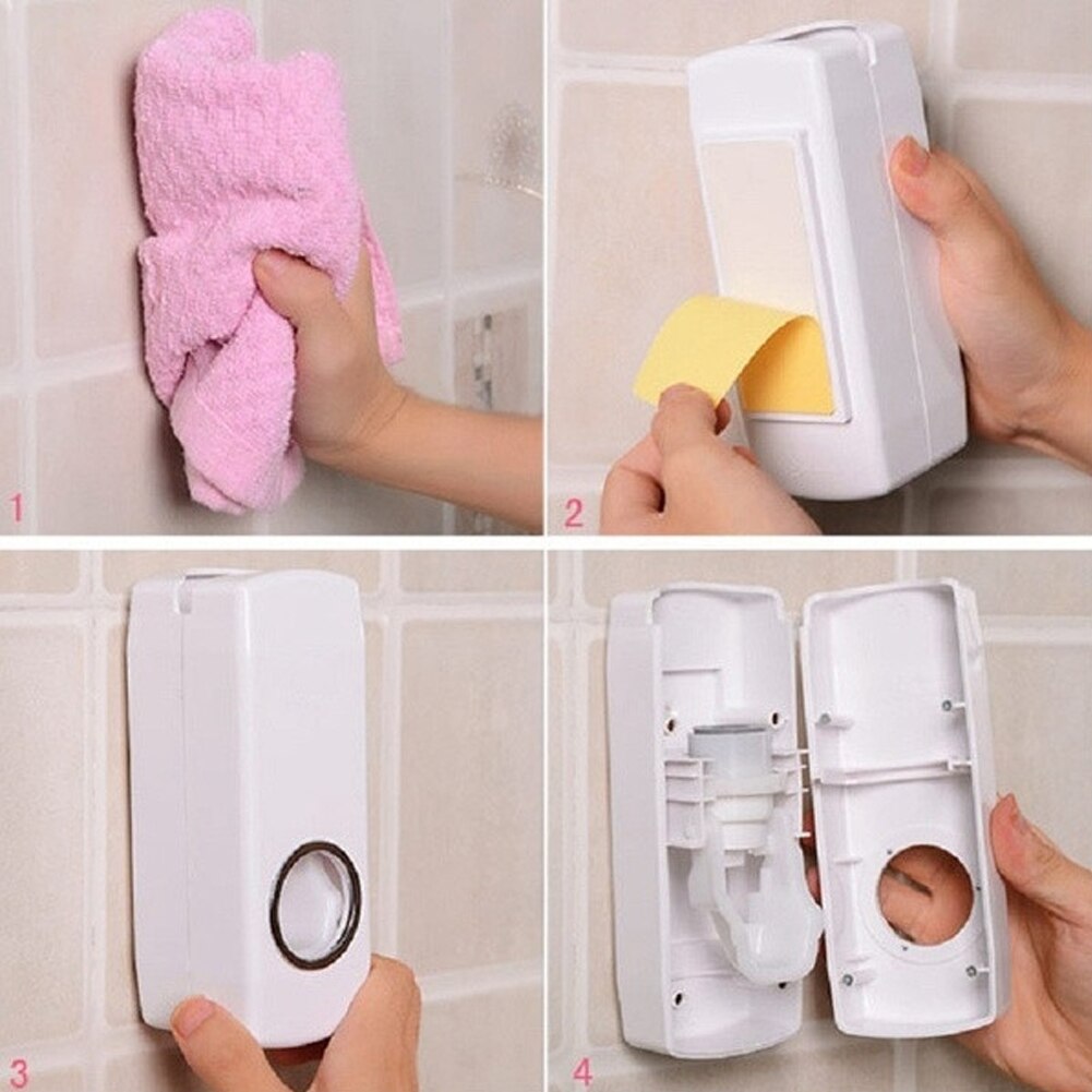 Automatisk tandkräm tandkrämshållare tandborstdispenser + 5 tandborsthållare set väggfäste stativhållare