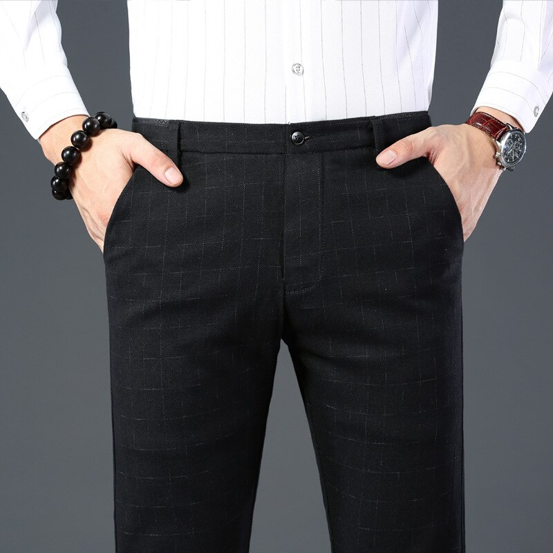 Icpans Fomal Pak Broek Mannen Zomer Kantoor Jurk Broek Heren Kleding Straight Plaid Pak Broek Bruiloft