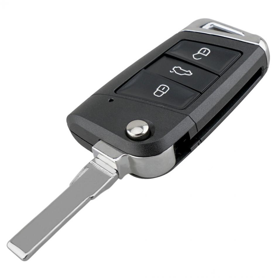 Coque intelligente de porte-clé pliable de style de voiture de 3 boutons pour le siège de VW Volkswagen Golf 7 MK7 Skoda Octavia A7