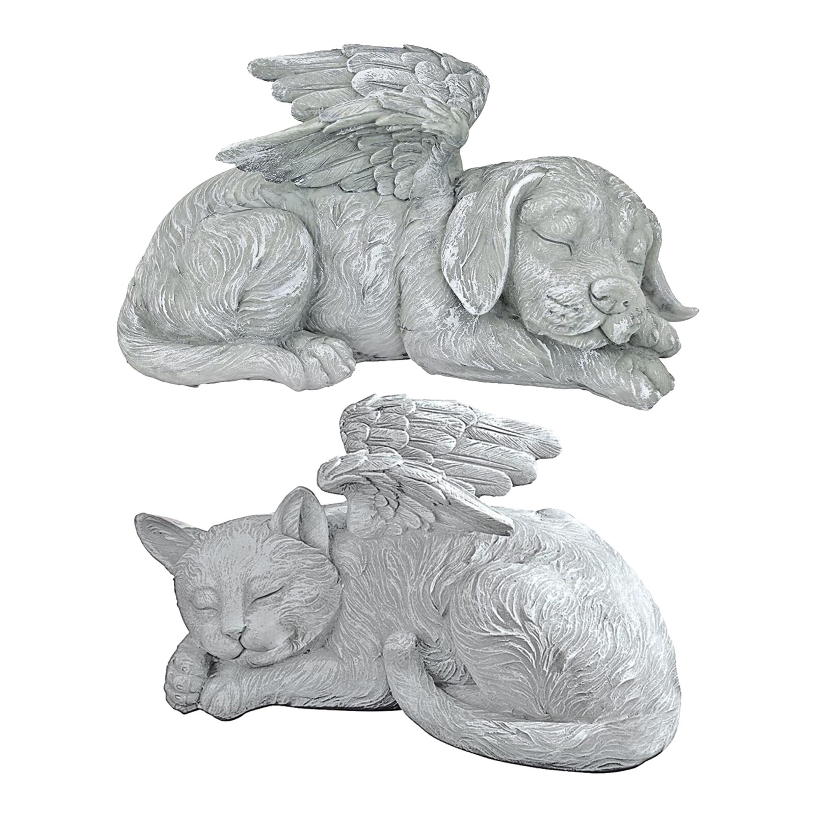 Estatua conmemorativa de resina para decoración de jardín, rotulador de tumba de perro, gato, Ángel y mascota, para conmemorar a las mascotas perdidas