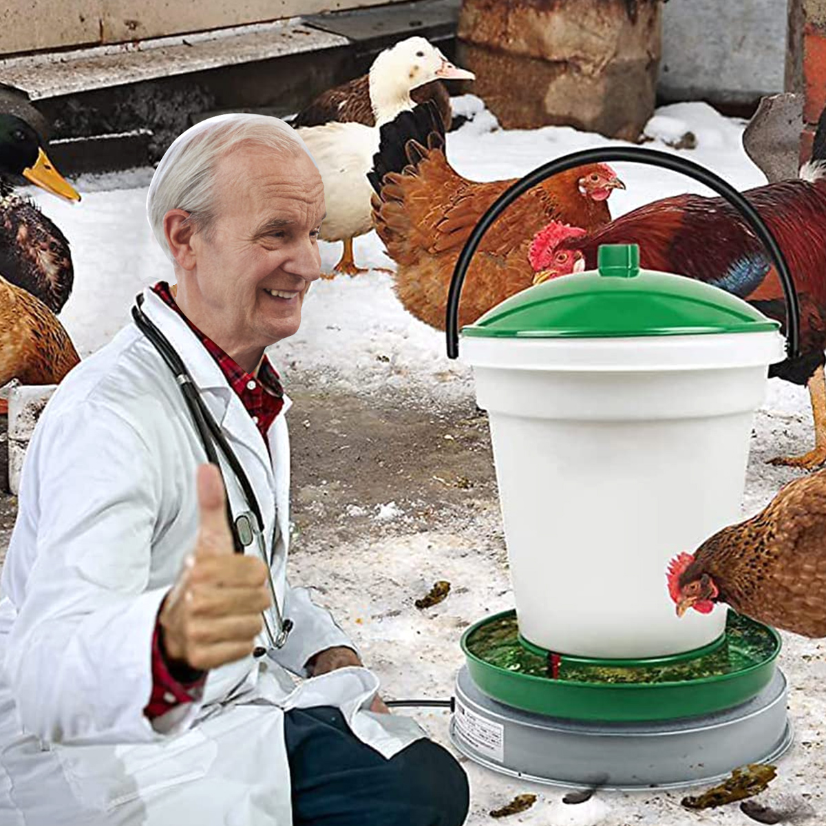 125W Poultry Waterer Drinker Heated Base Automatic Safe Chicken Coop Heater for Winter Deicer 30° C Constant Temperature Plug