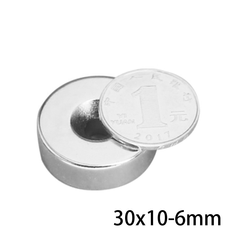 1 ~ 50 Pcspcs 30x10-6 Krachtige Magneten 30*10 Mm Gat 6 Mm Permanente Ronde Verzonken Neodymium Magnetische Magneet 30X10-6mm 30*10-6 Mm