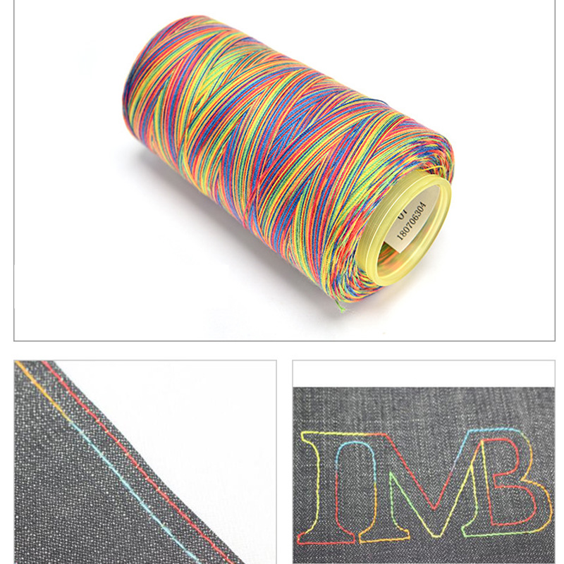 Regenbogen-Nähgarn, 1500 Jahre, buntes Polyester-Nähgarn, Overlocking-Garn