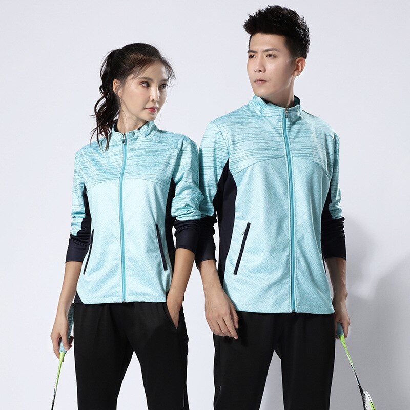 Novos ternos de badminton de manga comprida para homem e mulher ternos de tênis de vôlei ternos esportivos jaqueta de jogo personalização