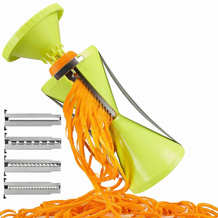 4-Blade Plantaardige Spiral Slicer Cutter Spiralizer Voor Wortel Komkommer Aardappel Courgette Courgette