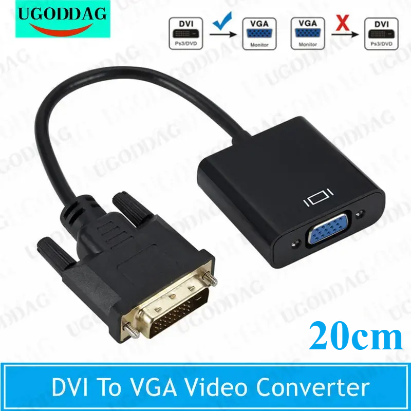 DVI-D DVI Naar VGA Video Kabel Adapter Converter 24 + 1 25 Pin naar 15 Pin Kabel Converter HD 1080 P Voor PC Computer Monitor