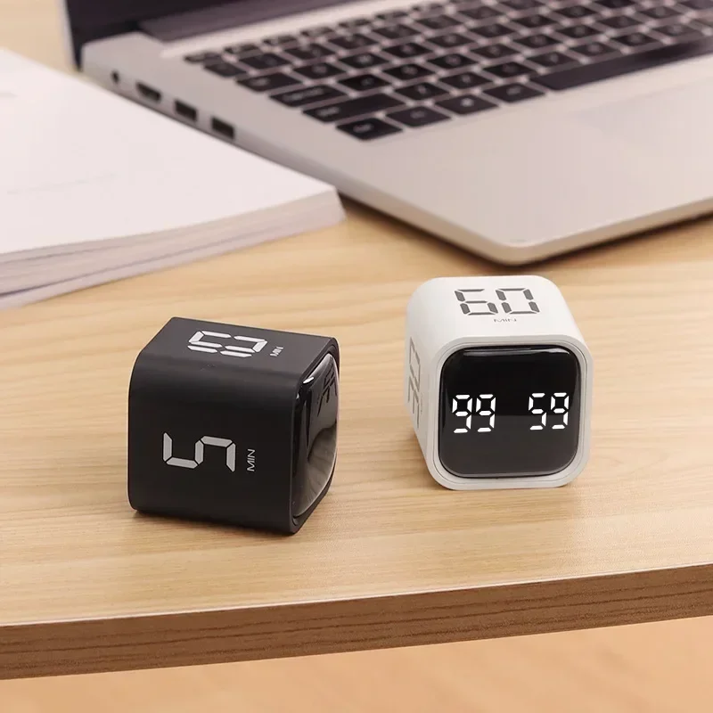 Productiviteit Kubus Timer Zwaartekrachtsensor Flipping LED-display 4 vooraf ingestelde tijd Dubbele modi Countdown Kookstudie Mini digitale timer