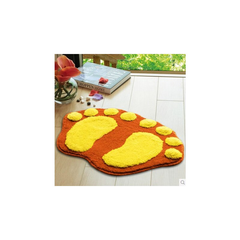 1Pcs 58.5X38.5 Cm Badmat Antislip Breiwol Badkamer Tapijt Super Zachte Voetafdrukken Badkamer Tapijt voor Thuis Decoratie: Yellow
