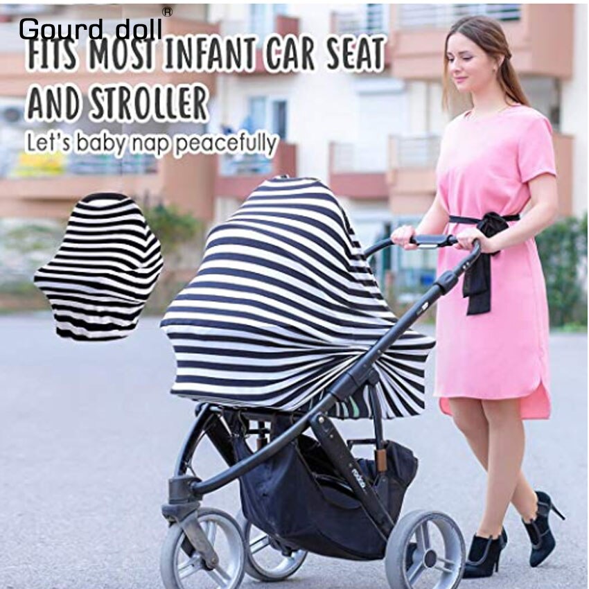 Baby autostol betræk baldakin ammebetræk multi-anvende stretchy infinity tørklæde amme indkøbskurv betræk høj stol betræk