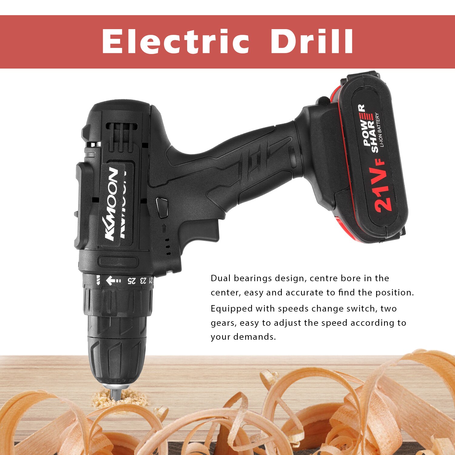 21VF Electric Screwdriver Electric Drill Mini Screwdriver Rotation Ways Speeds Torques Adjustable with Two Batteries Power Tools