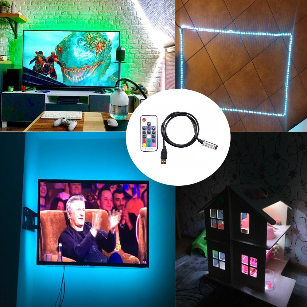 5 v led Controler USB LED RGB RF Wireless Remote 17Key Zwart Wit Kabel Voor 5 v 5050 3528 SMD LED Strip TV Achtergrond Verlichting