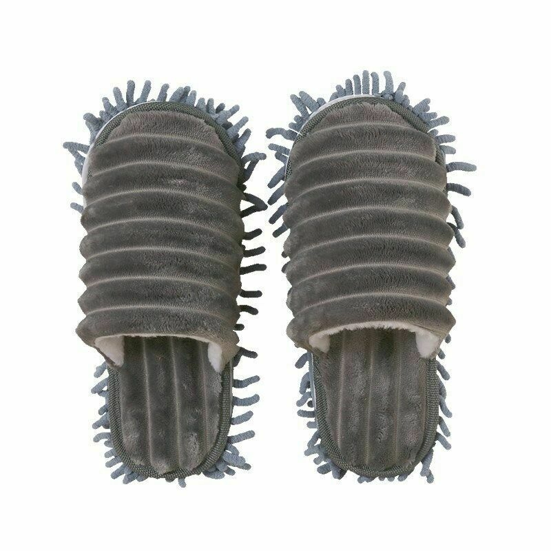 Chaussons multifonctions pour le nettoyage de la poussière des sols, chaussures, balais à franges, capuchons de balai, housse de nettoyage pour la maison, outils de nettoyage des chaussures: Gris / S  (35-37)