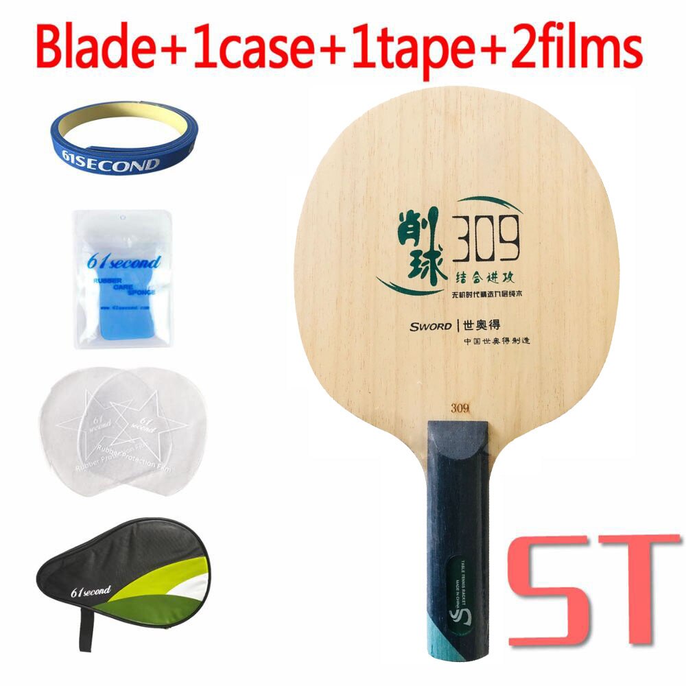 Original svärd 309 hugg typ rakt handtag bordtennisracket blad ping pong bat blad: St med hm-fodral