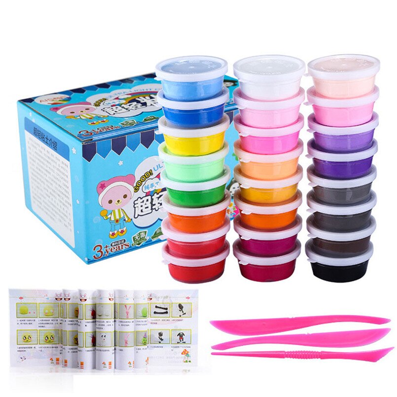 12/24/36 colori FAI DA TE Soffici Slime Morbida Argilla Aria Secca Plastiline Set Giocattoli Per I Bambini Ai Polimeri di Luce argilla Plastilina Con Gli Strumenti Del Capretto