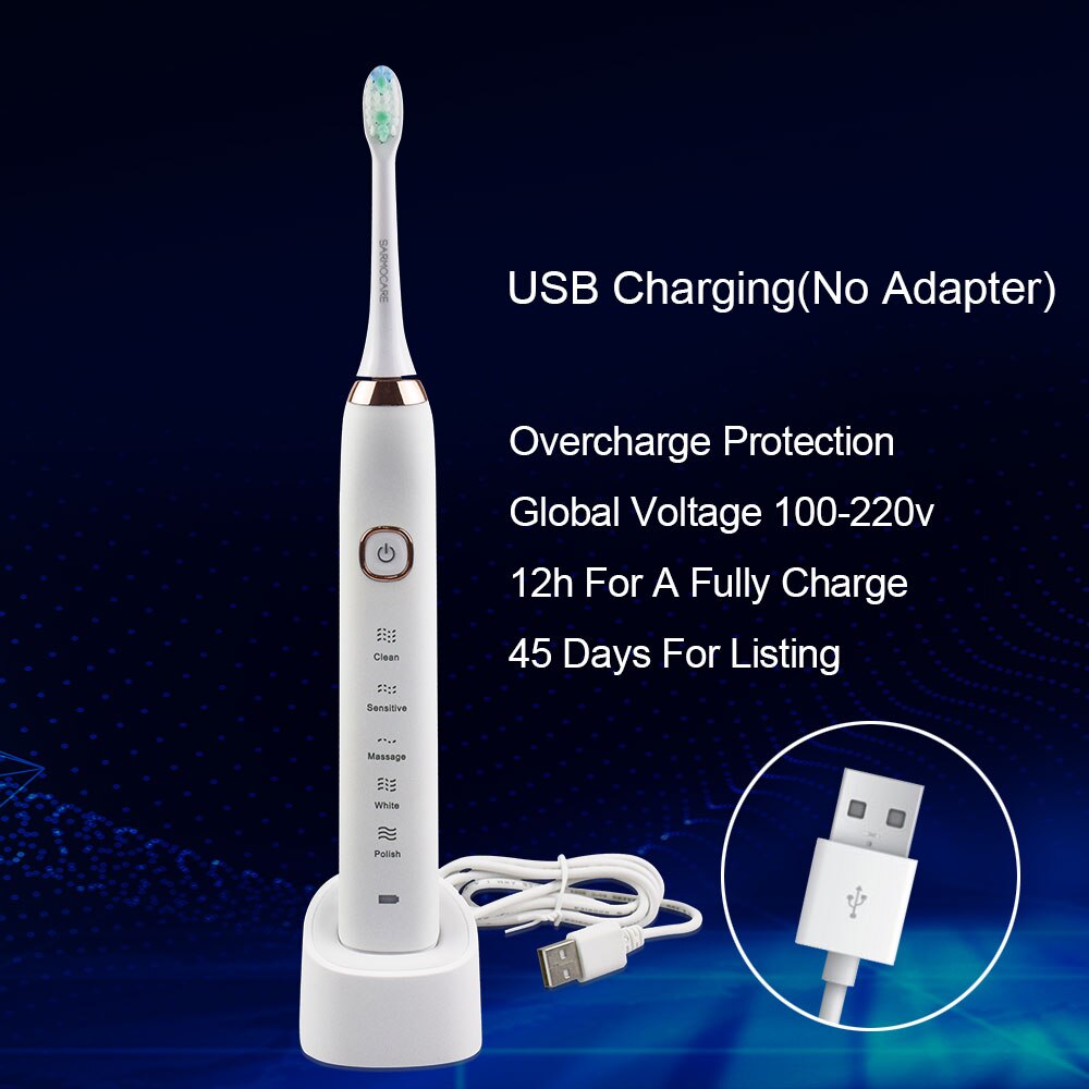 Sarmocare Electric Toothbrush S100 Sonic Toothbrush with 5 Modes Cleaning Advanced Safeguard Waterproof Oral Health Care