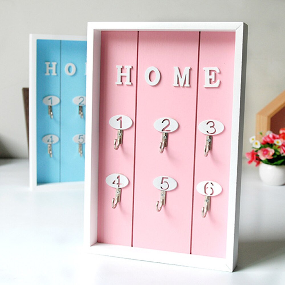 Nordic Style Wooden Key Boxes Storage Box Wall Mounted Lock Hanging Shelf Key Holder Jewelry Organizer Ornament Crafts Props(Woo