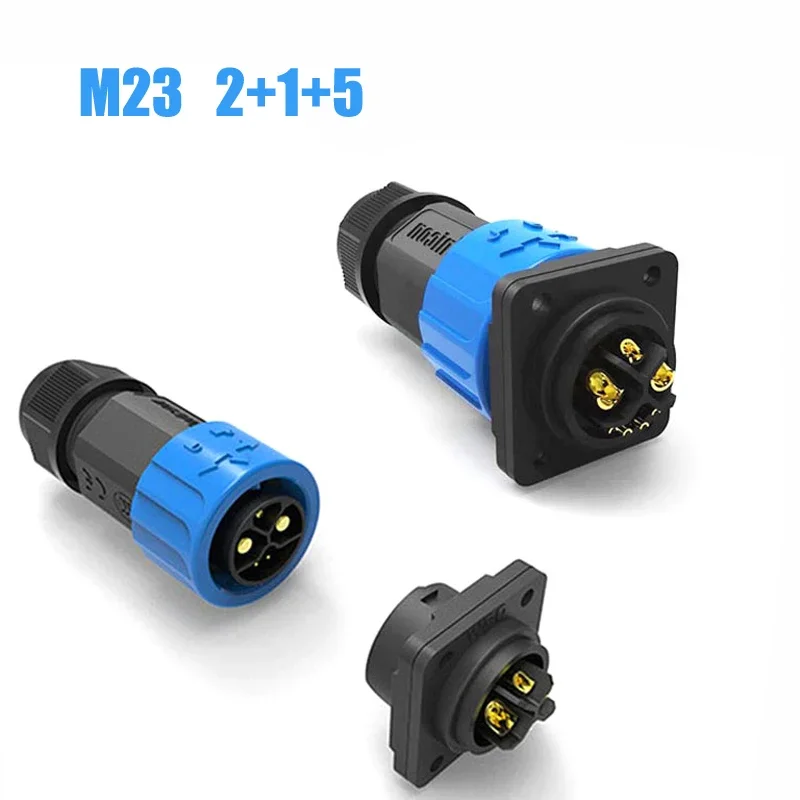 IP67 50A 2 + 1 + 5 Cable de puerto de carga de motocicleta eléctrica M23 Cable conector de batería de litio para bicicleta eléctrica enchufe macho hembra de 8 pines
