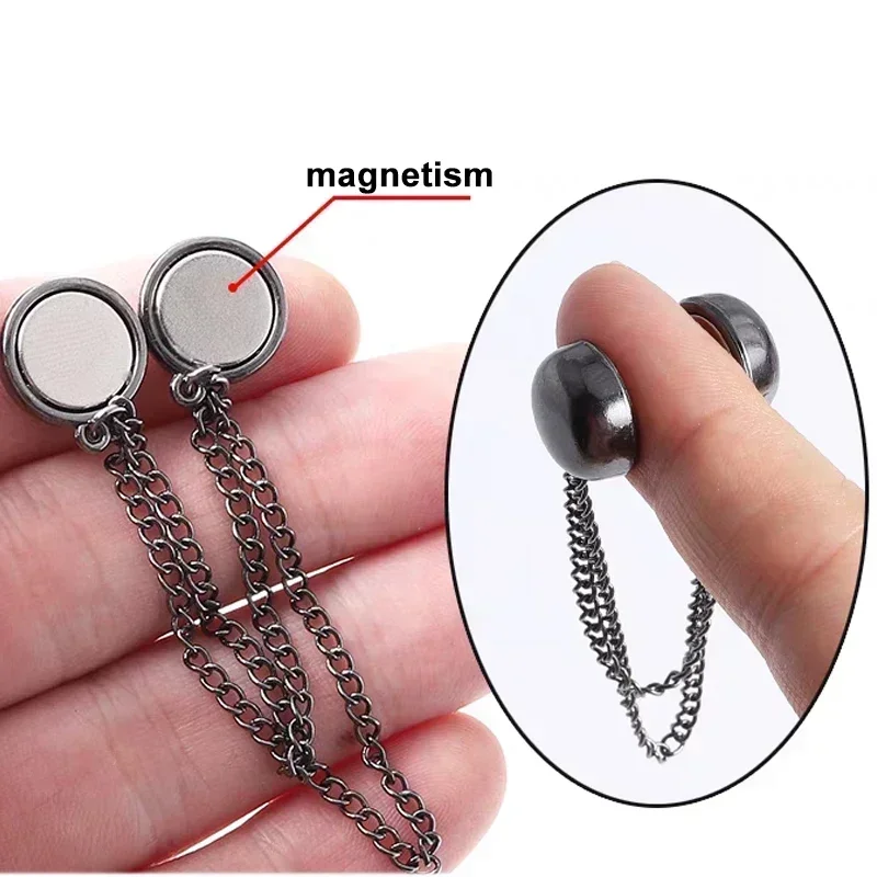 Magneet Kledingspelden Metalen magnetische kledingclips met ketting Multifunctionele sterke magneetpin Magnetische knopclips voor bevestiging