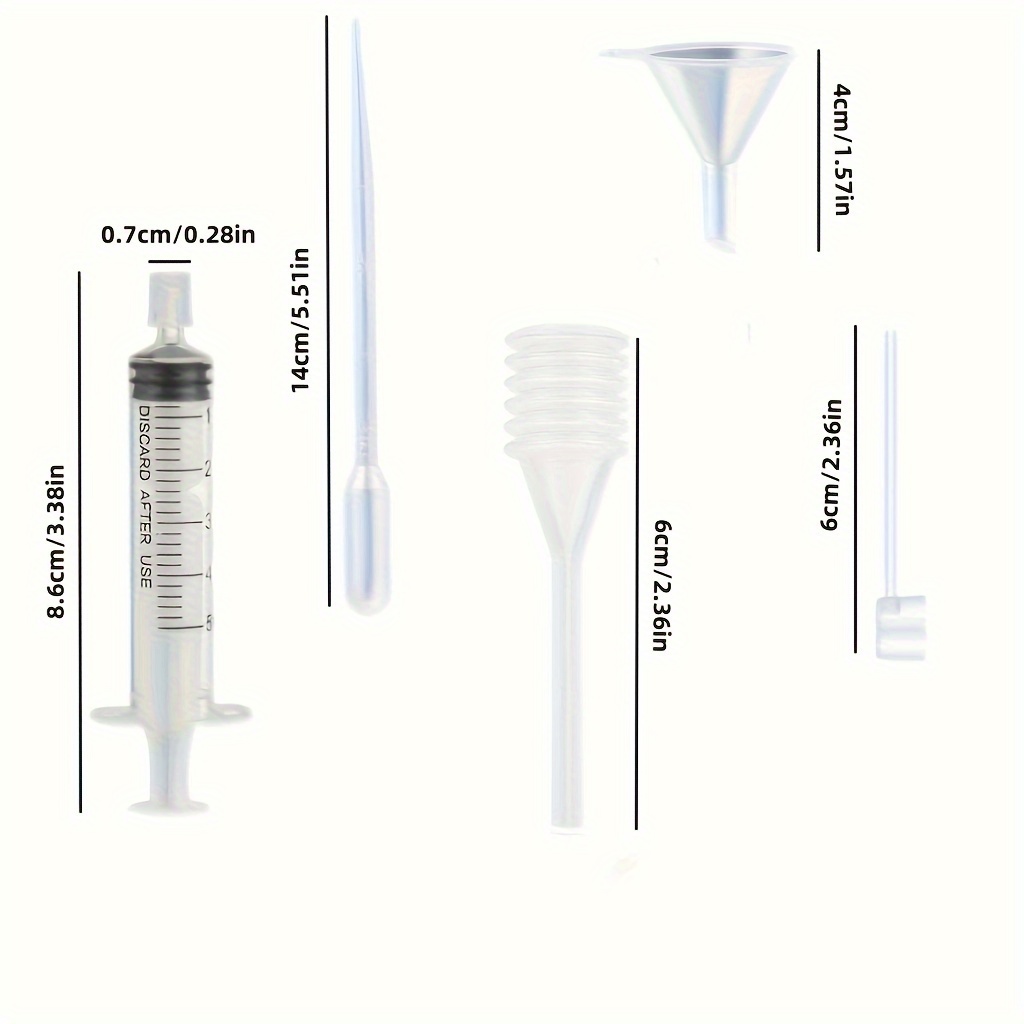 12-piece perfume dispenser set - 2 syringes, 2 pipettes, 2 perfume separators, 2 converters, 2 funnels, 2 spring-loaded pipettes
