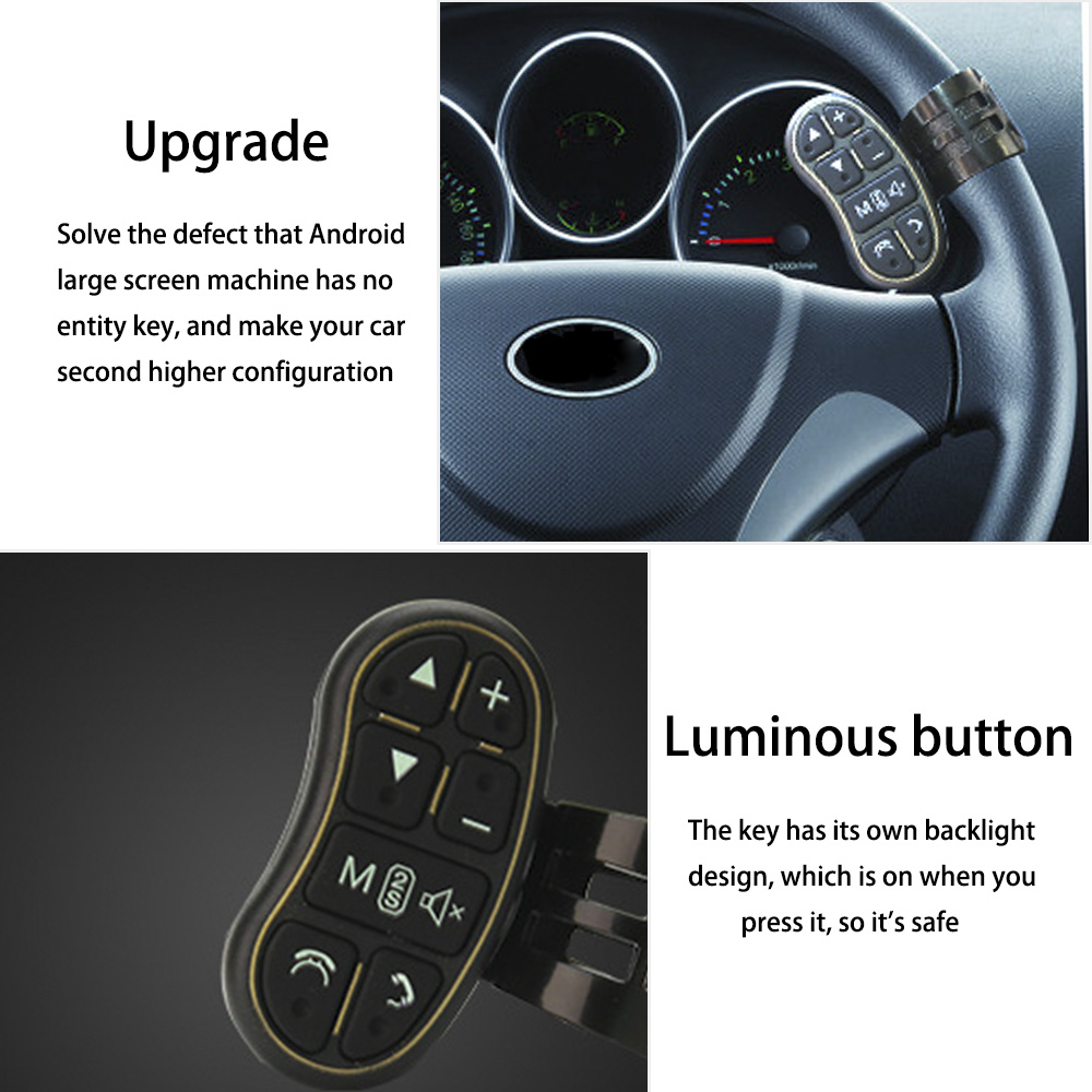 Botones de Control remoto universales para volante, navegación GPS, Dvd, manos libres, volumen de música, controlador inalámbrico