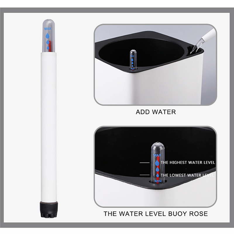 Maceta de plástico de autorriego para escritorio, maceta Rectangular cuadrada para plantas, con indicador de nivel de agua, para oficina y jardín